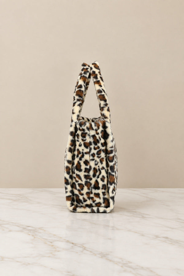 Carraig Donn Leopard Print Teddy Large Tote Bag