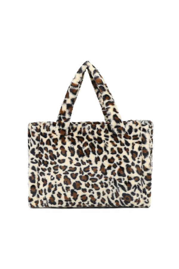 Carraig Donn Leopard Print Teddy Large Tote Bag