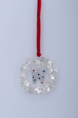 Carraig Donn Letter W Metal Wreath With Red Ribbon Christmas Tree Decoration