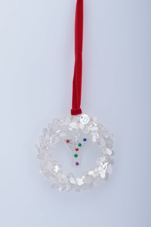 Carraig Donn Letter Y Metal Wreath With Red Ribbon Christmas Tree Decoration