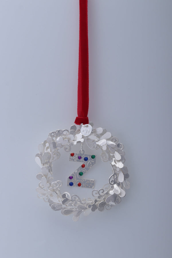 Carraig Donn Letter Z Metal Wreath With Red Ribbon Christmas Tree Decoration