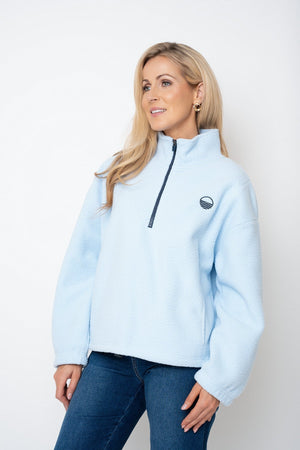 Carraig Donn Light Blue Teddy Contrast Zip Fleece