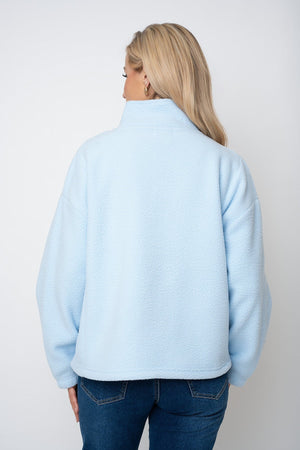 Carraig Donn Light Blue Teddy Contrast Zip Fleece