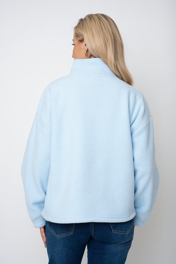 Carraig Donn Light Blue Teddy Contrast Zip Fleece