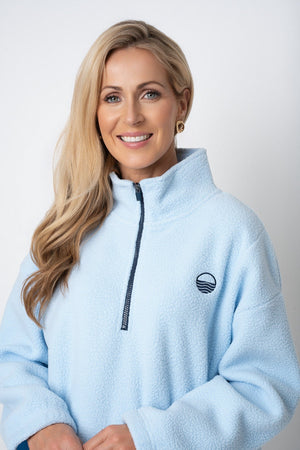 Carraig Donn Light Blue Teddy Contrast Zip Fleece