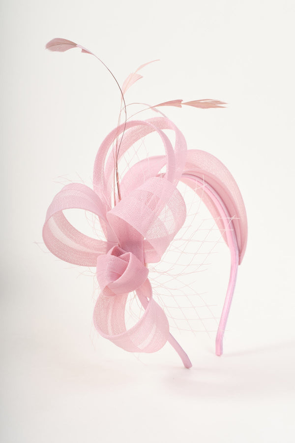 Carraig Donn Light Pink Bow & Feathers Fascinator Hairband