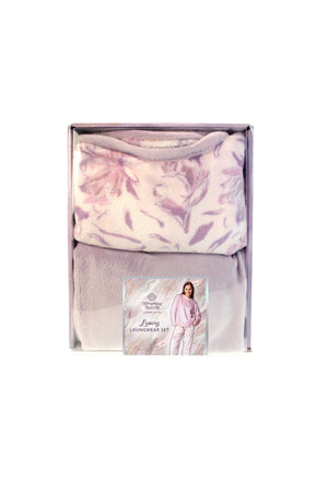 Carraig Donn Lilac Floral Print Luxury Fleece Pyjama Set