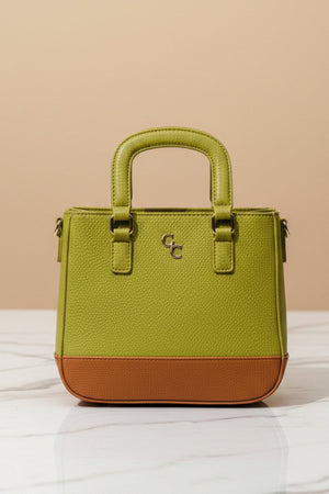 Carraig Donn Lime Green & Brown Two Tone Faux Leather Shoulder Bag