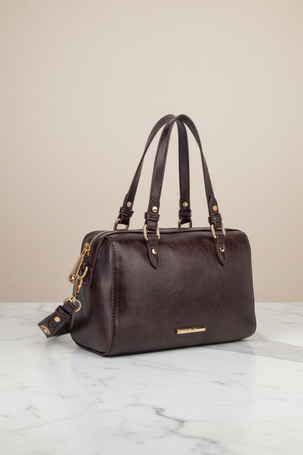 Carraig Donn Linden Brown Faux Leather Top Handle Shoulder Bag