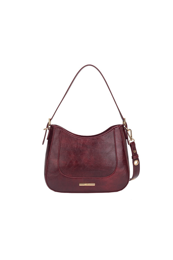 Carraig Donn Linden Burgundy Faux Leather Saddle Shoulder Bag