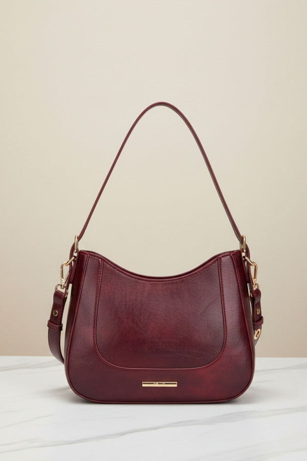 Carraig Donn Linden Burgundy Faux Leather Saddle Shoulder Bag