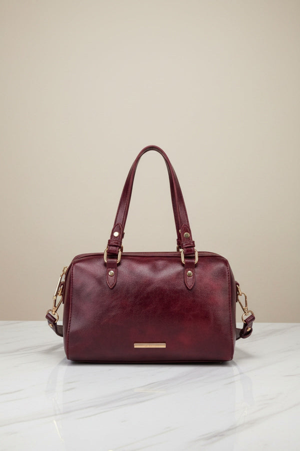 Carraig Donn Linden Burgundy Faux Leather Top Handle Shoulder Bag