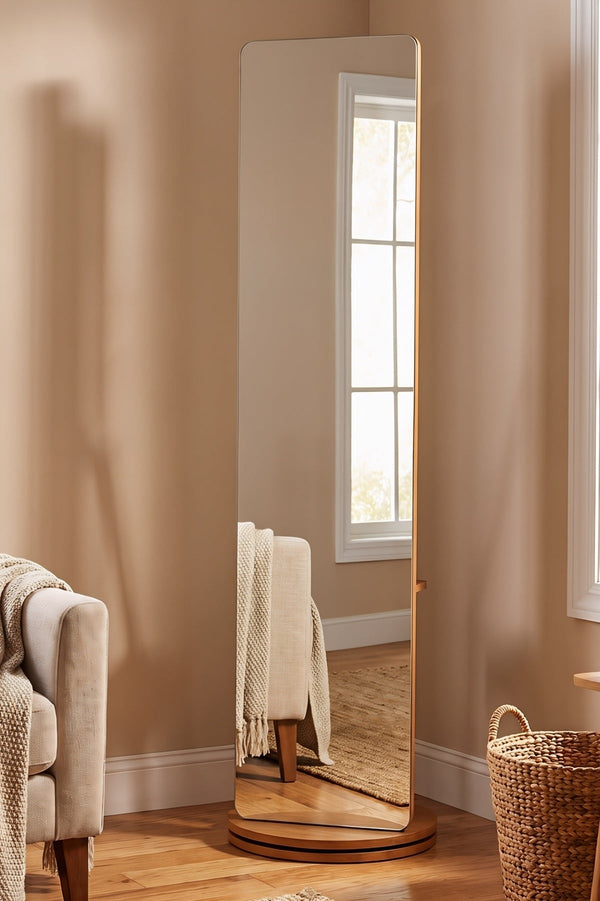 Carraig Donn Luca Brown H175cm Floor Mirror with Rear Hooks