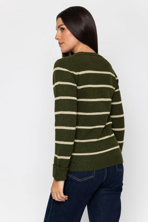 Carraig Donn Lurex Stripe Knit Olive