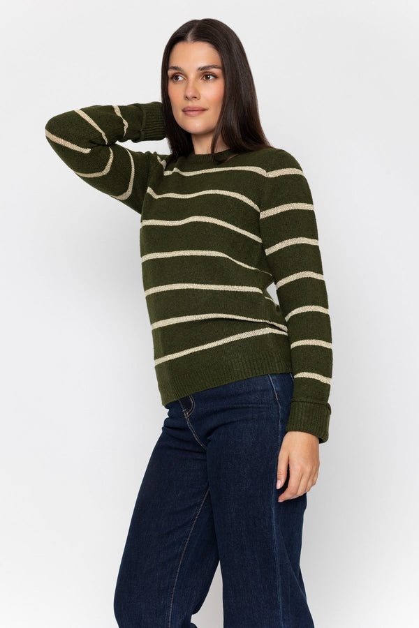 Carraig Donn Lurex Stripe Knit Olive
