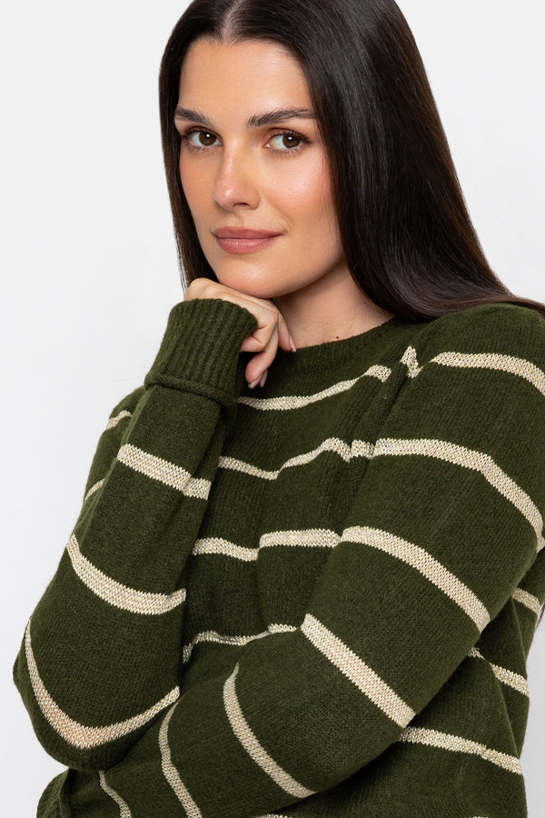 Carraig Donn Lurex Stripe Knit Olive