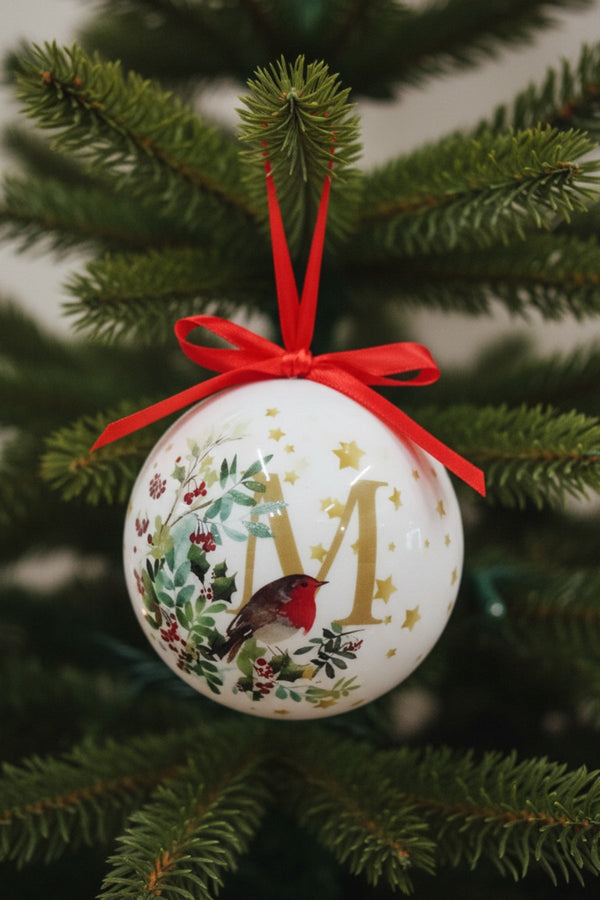 Carraig Donn M Christmas Robin Alphabet Tree Bauble