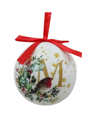 Carraig Donn M Christmas Robin Alphabet Tree Bauble