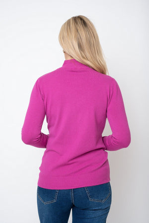 Carraig Donn Magenta Cashmere Blend Turtleneck Knit Jumper