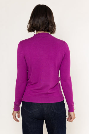 Carraig Donn Magenta Pink Viscose Blend Knitted Turtleneck Long Sleeve Jumper