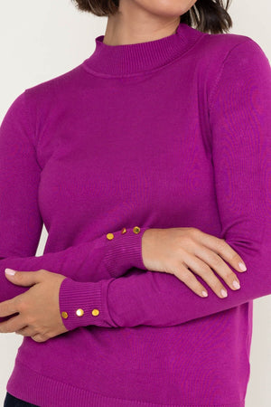 Carraig Donn Magenta Pink Viscose Blend Knitted Turtleneck Long Sleeve Jumper