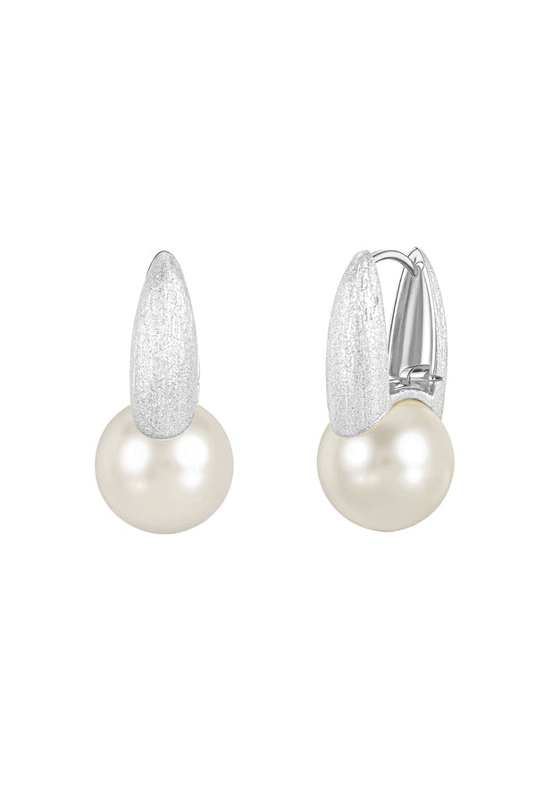 Carraig Donn Maya Brushed Silver Plated Faux Pearl Earrings