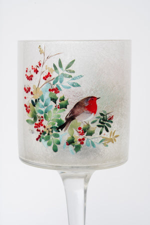 Carraig Donn Medium Glass Robin Christmas Stem Votive
