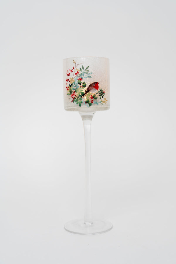 Carraig Donn Medium Glass Robin Christmas Stem Votive