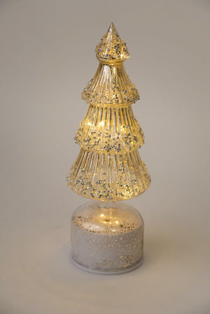 Carraig Donn Medium Gold Glass Rotating LED Christmas Tree