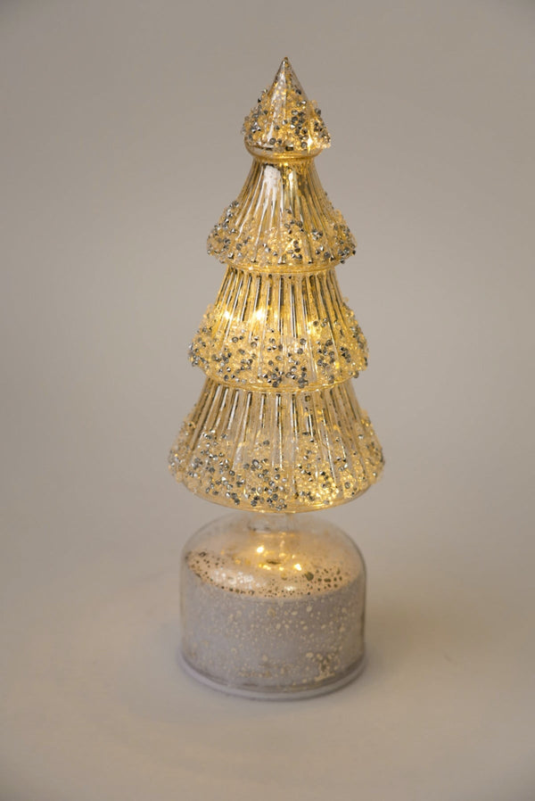 Carraig Donn Medium Gold Glass Rotating LED Christmas Tree