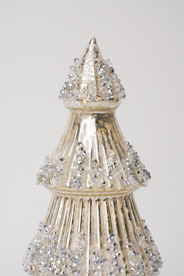 Carraig Donn Medium Gold Glass Rotating LED Christmas Tree