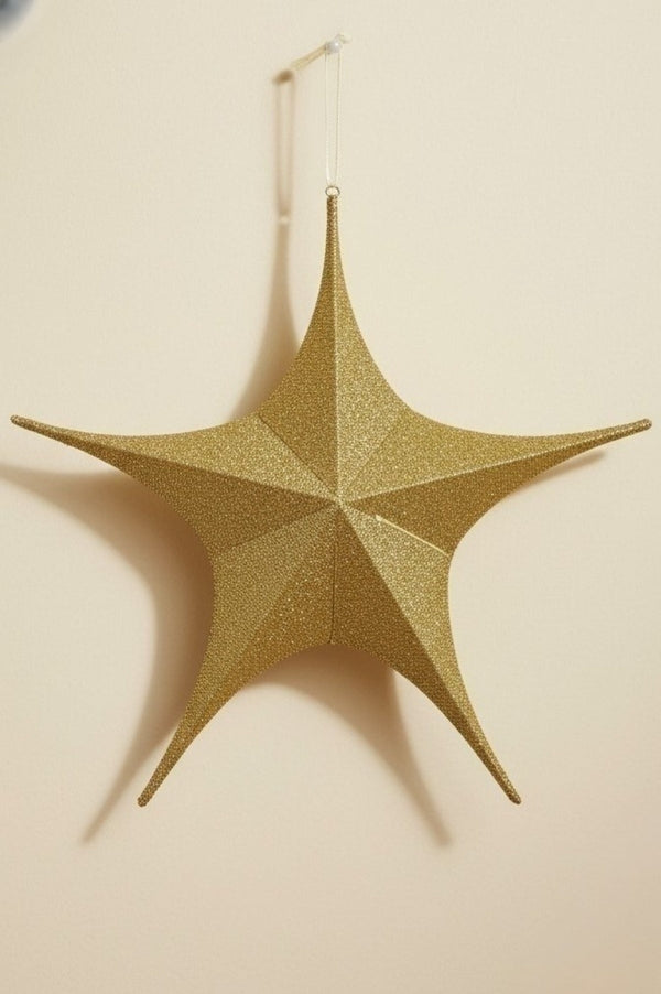 Carraig Donn Medium Gold Glitter Fabric Star Christmas Decoration