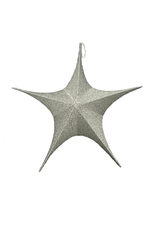 Carraig Donn Medium Silver Glitter Fabric Star Christmas Decoration