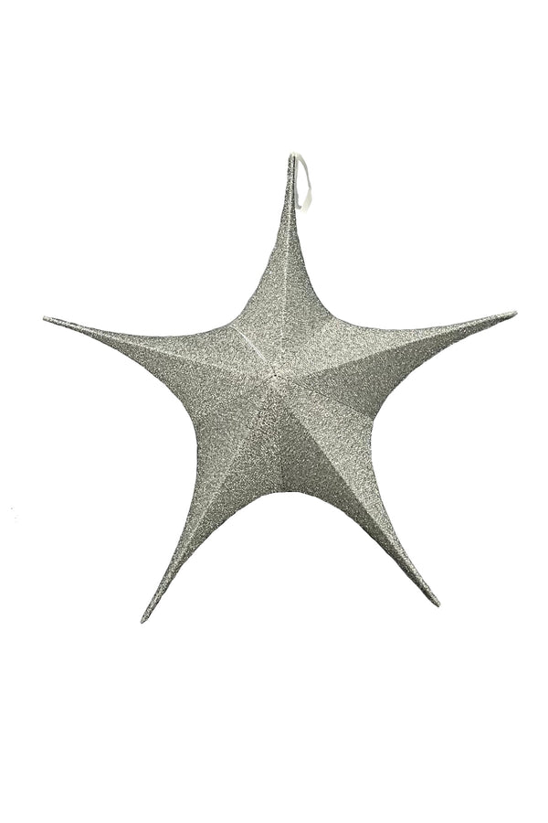 Carraig Donn Medium Silver Glitter Fabric Star Christmas Decoration