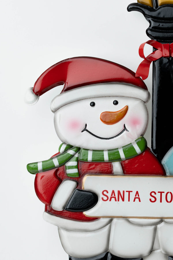 Carraig Donn Metal Santa Stop Here Snowmen H85cm Ground Spike Decorative Sign