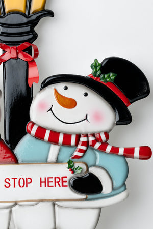 Carraig Donn Metal Santa Stop Here Snowmen H85cm Ground Spike Decorative Sign