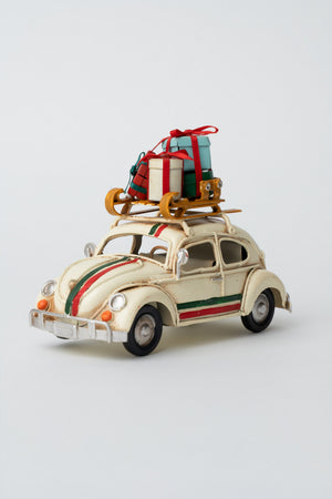 Carraig Donn Metal White Beetle Car Christmas Decoration