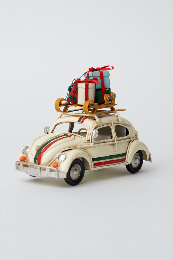 Carraig Donn Metal White Beetle Car Christmas Decoration
