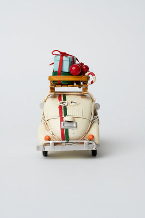 Carraig Donn Metal White Beetle Car Christmas Decoration