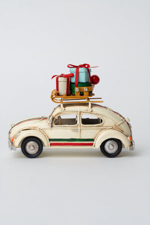 Carraig Donn Metal White Beetle Car Christmas Decoration