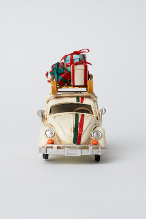 Carraig Donn Metal White Beetle Car Christmas Decoration