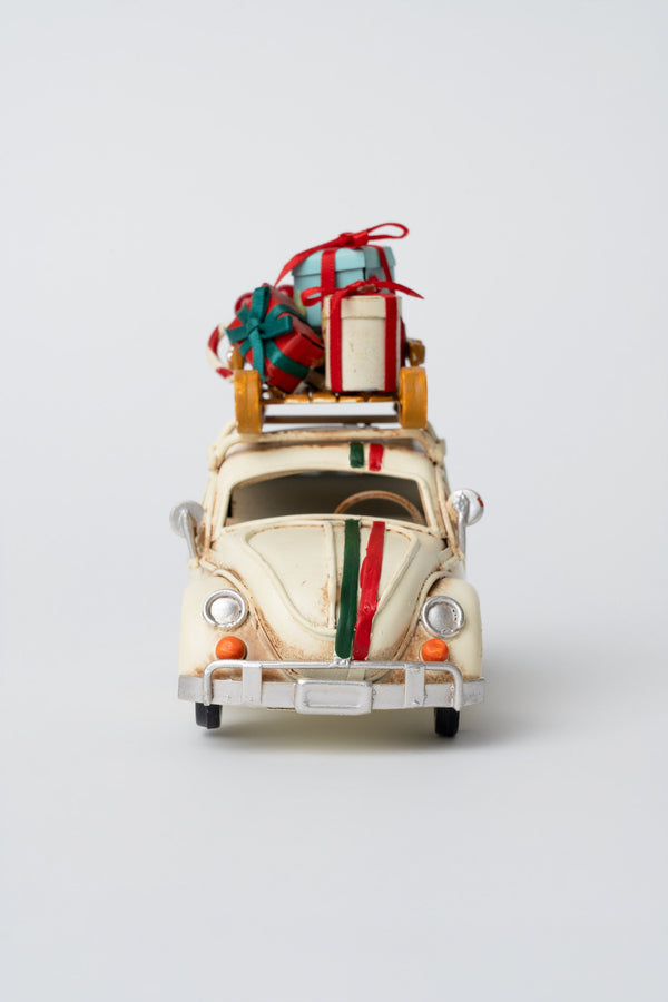 Carraig Donn Metal White Beetle Car Christmas Decoration