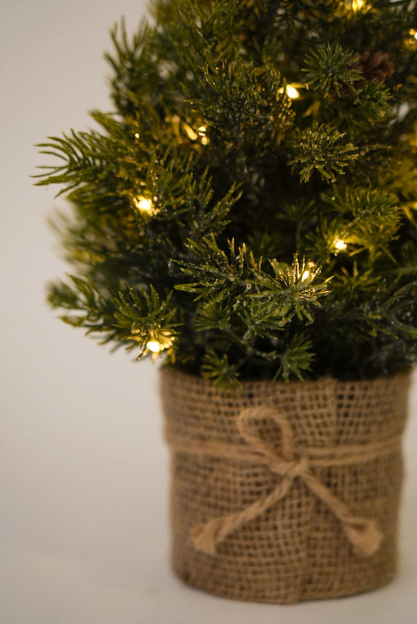 Carraig Donn Mini LED Faux Christmas Tree With Wrapped Vase