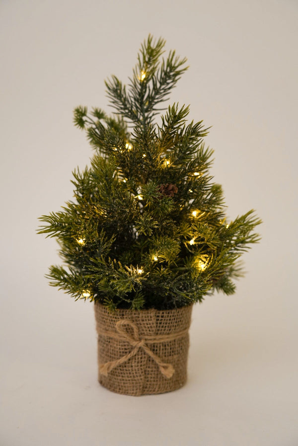 Carraig Donn Mini LED Faux Christmas Tree With Wrapped Vase