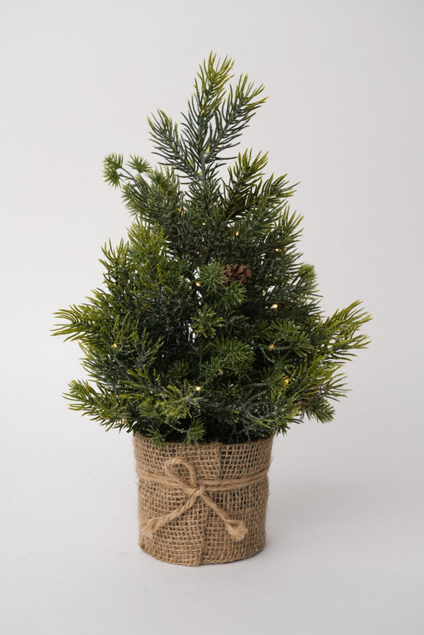 Carraig Donn Mini LED Faux Christmas Tree With Wrapped Vase