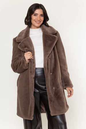 Carraig Donn Mink Faux Fur Button Longline Coat