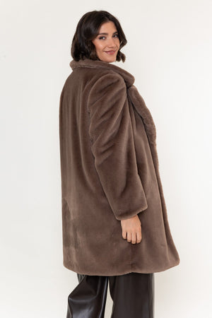Carraig Donn Mink Faux Fur Button Longline Coat