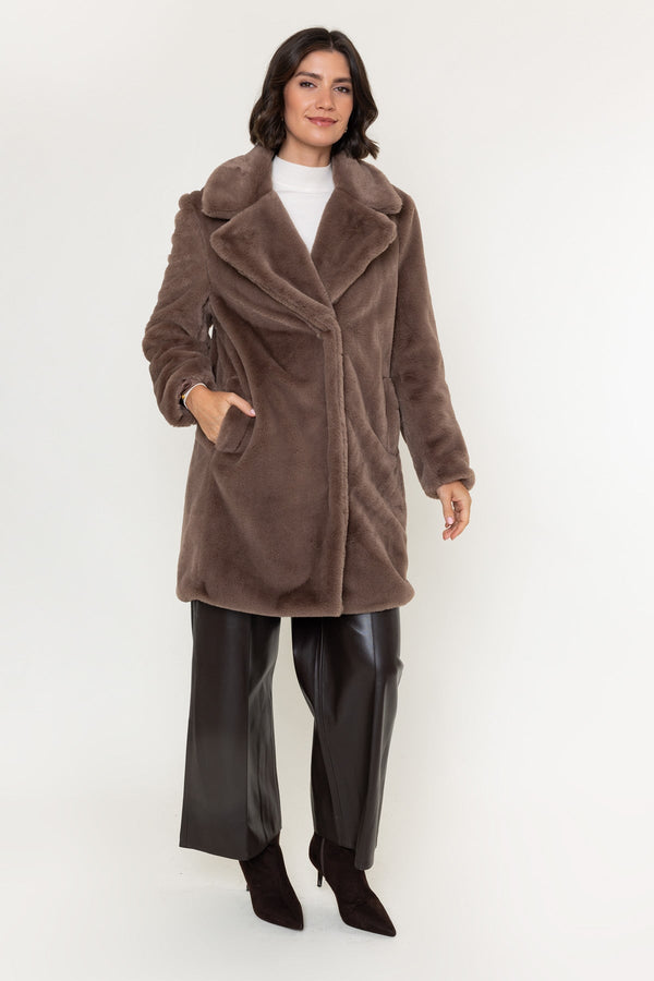 Carraig Donn Mink Faux Fur Button Longline Coat