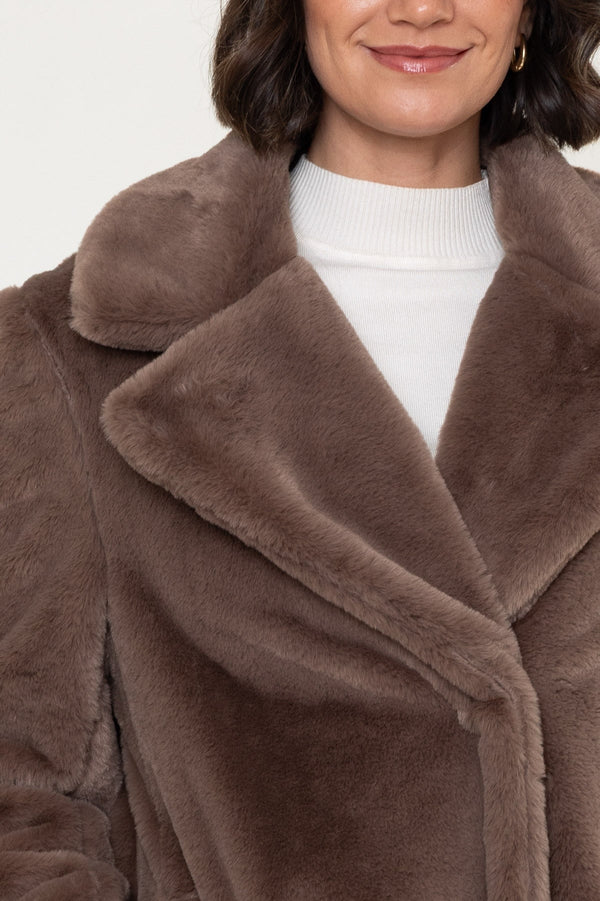 Carraig Donn Mink Faux Fur Button Longline Coat