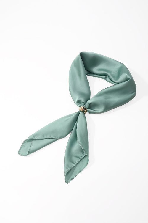 Mint Green Satin Gold Ring Detail Neckerchief Scarf